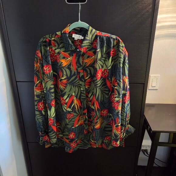 Molly Bracken Loose Printed Shirt for Women in Navy Size Small - Picture 1 of 4